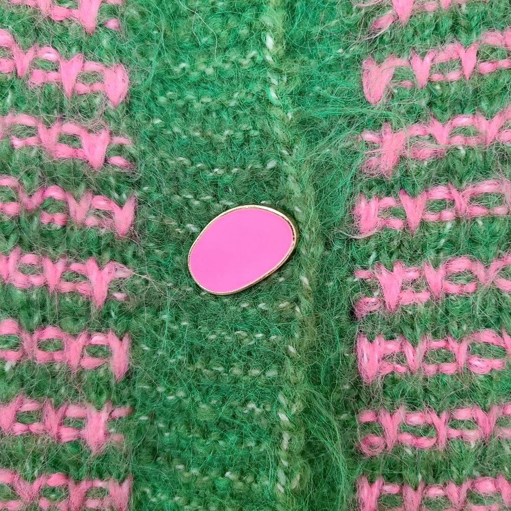 Zara Green and Pink Striped Sweater Vest Sizw M NWOT - Picture 4 of 7